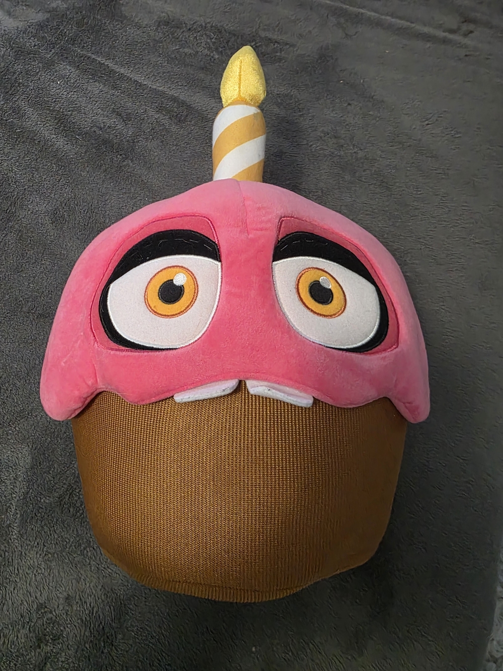 Kids Plush Cupcake Hat with Pink Frosting and Brown Base